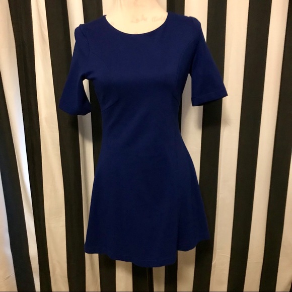French Connection Blue Fit And Flare Dress EUC 6 - Picture 2 of 7